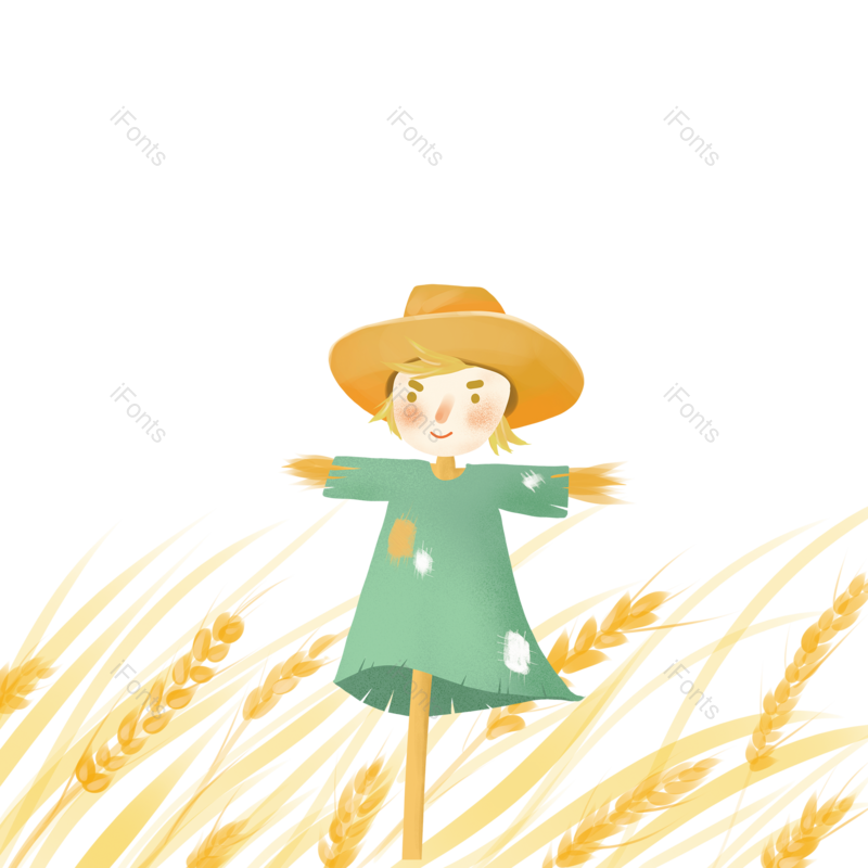 芒种图片,小满元素,秋天PNG,插画免抠素材